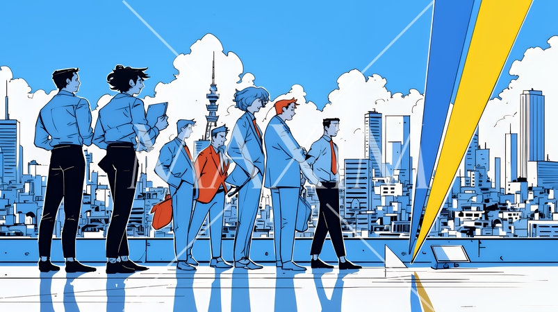 上昇グラフで会社の成長を表すビジネスチーム｜企業発展と成功のビジネスコンセプト