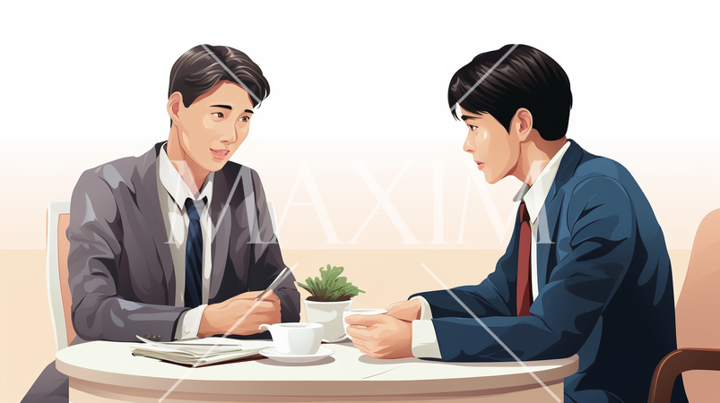 仕事のインタビュー：採用面接や1:1のミーティング。