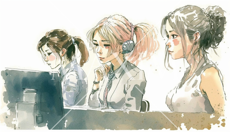 真剣にPC画面を見つめて熟考しているビジネスウーマンたち