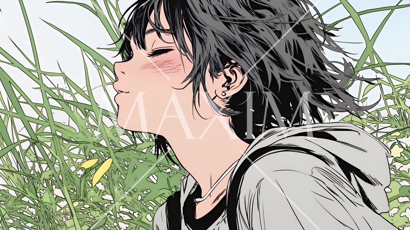 キスの仕草（おねだり）をしている若い女性