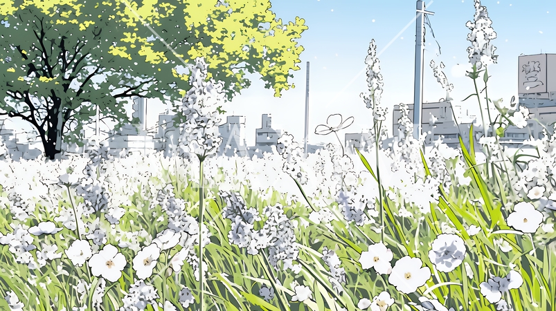 花が咲き乱れる春の野原