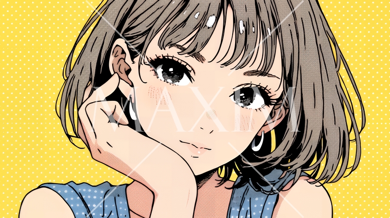 お茶目な（生意気な表情をした遊び心のある）若い女性