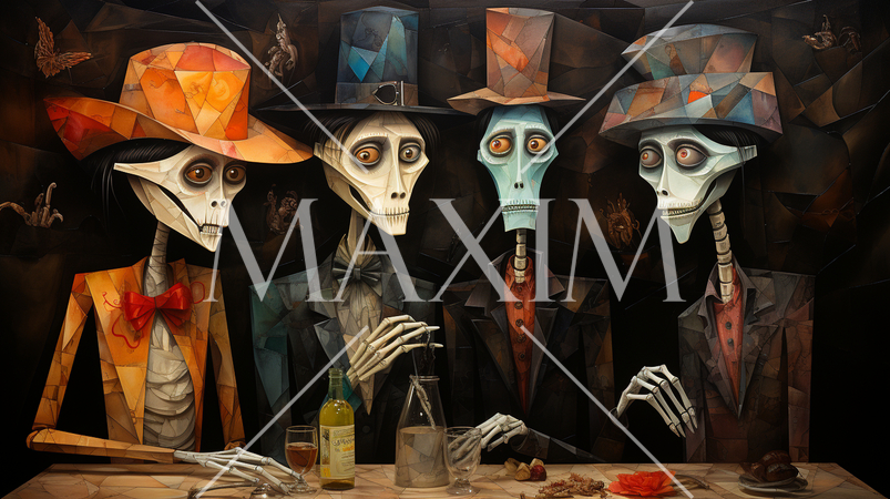 キュービズムな表現のハロウィンパーティ