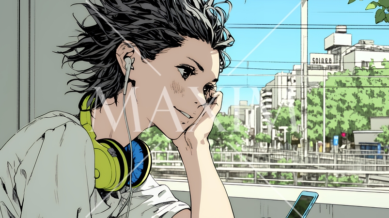 嬉しそうな表情でスマホを使っている女性