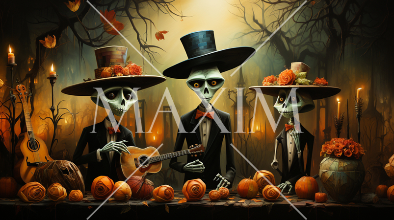 キュービズムな表現のハロウィンパーティ