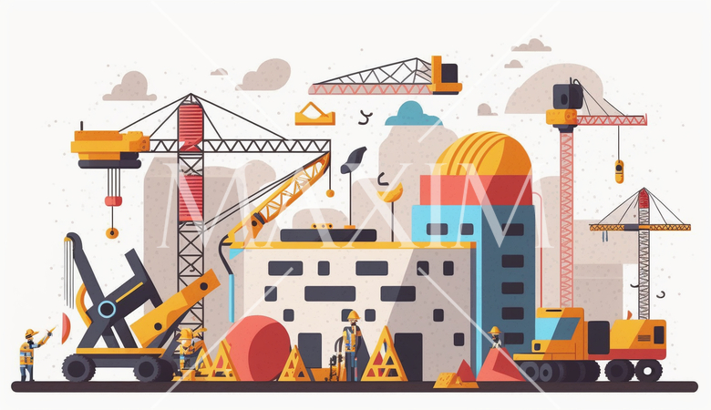 都心のビル建設現場、プロジェクト管理。