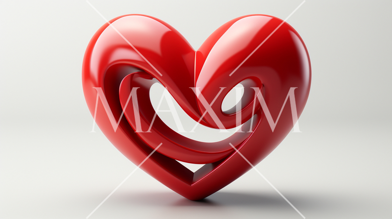 ハートの形の立体（3D）オブジェクトの白背景イラスト