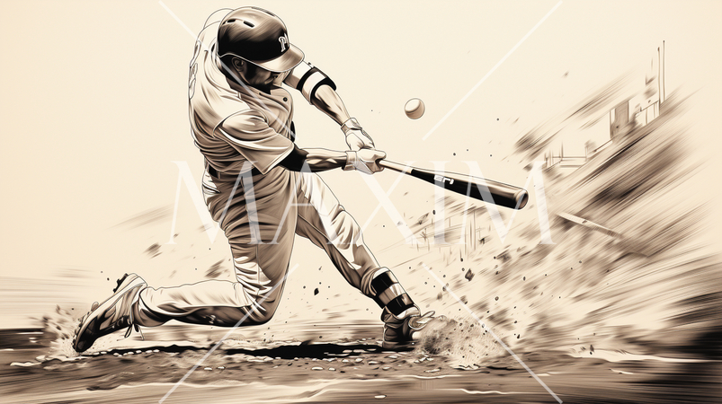 野球のバッティングをしている男性