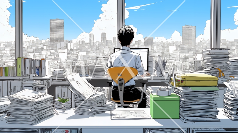 丁寧に書類を仕分けるビジネスパーソン