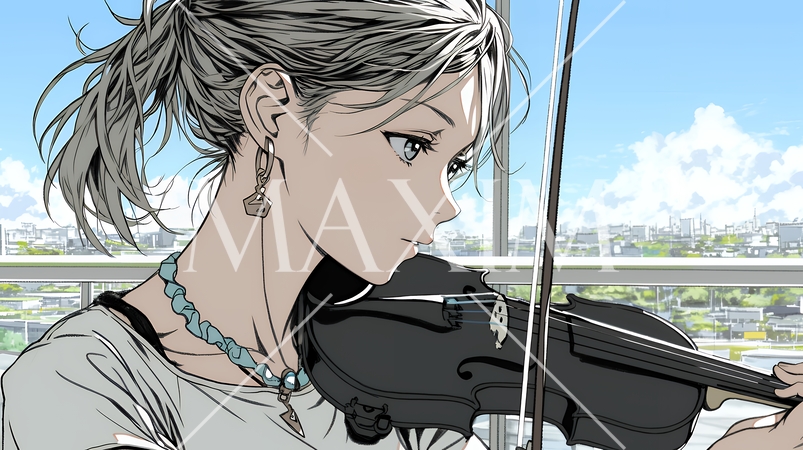 バイオリンを弾いている女性