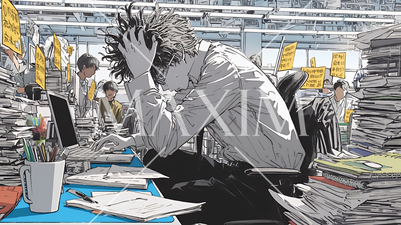 仕事で行き詰まって頭を抱えている男性