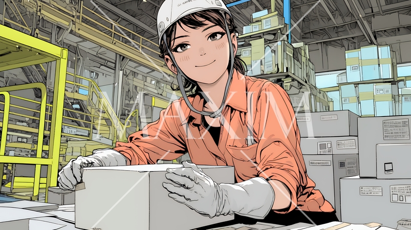 作業服を着た女性工場労働者