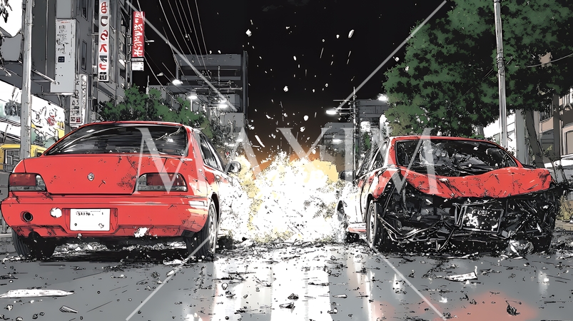 街中での自動車事故