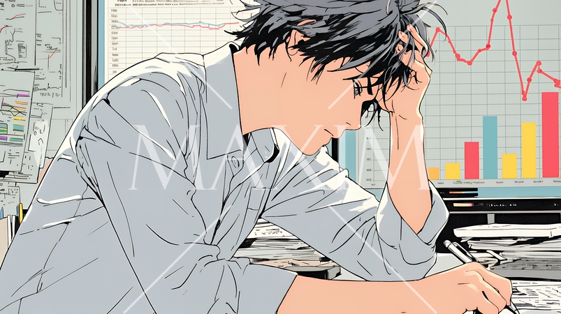 金融市場の急激な変動で頭を抱えている男性