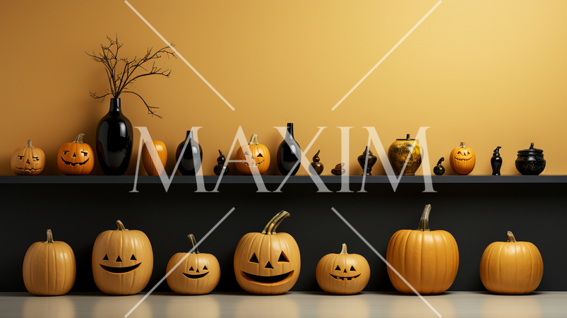 ハロウィンの基本的要素を捉えたミニマルアート（minimalism）な表現：精緻CG