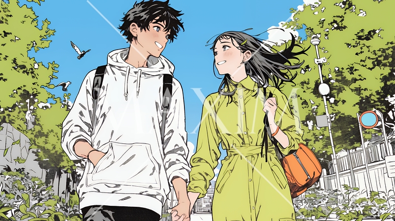 希望に満ちたライフスタイルを過ごす若いカップル：未来を見つめている