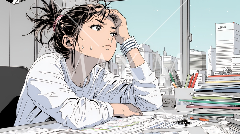 金融市場の急激な変動で頭を抱えている女性