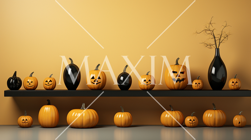 ハロウィンの基本的要素を捉えたミニマルアート（minimalism）な表現：精緻CG