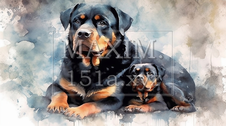 ロットワイラー犬の水彩画（イラストID:3115214-18512）