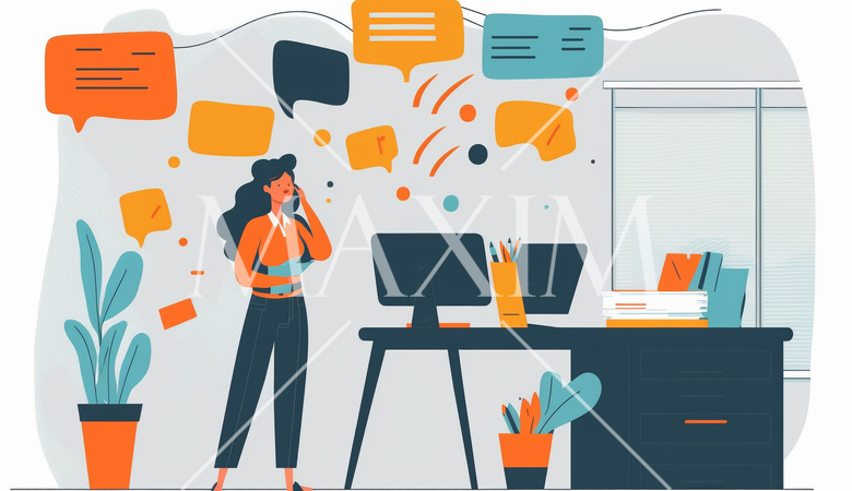 未処理案件がたくさんあって混乱している女性ビジネスマン