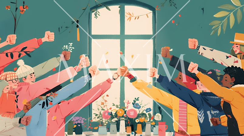 ダイバーシティ＆インクルージョン（多様性と包摂性）（シンプルな色使い）（POPな表現）