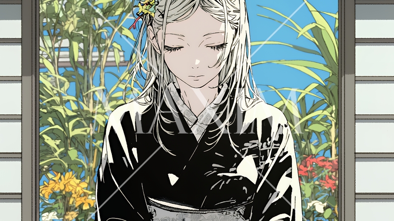 葬儀で黒紋付を着た女性