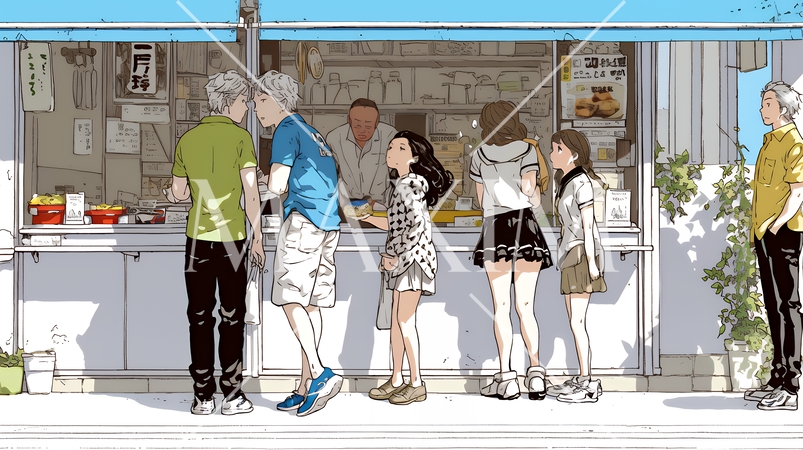 日本風ファストフード店：屋台、立ち食い屋、かくうち
