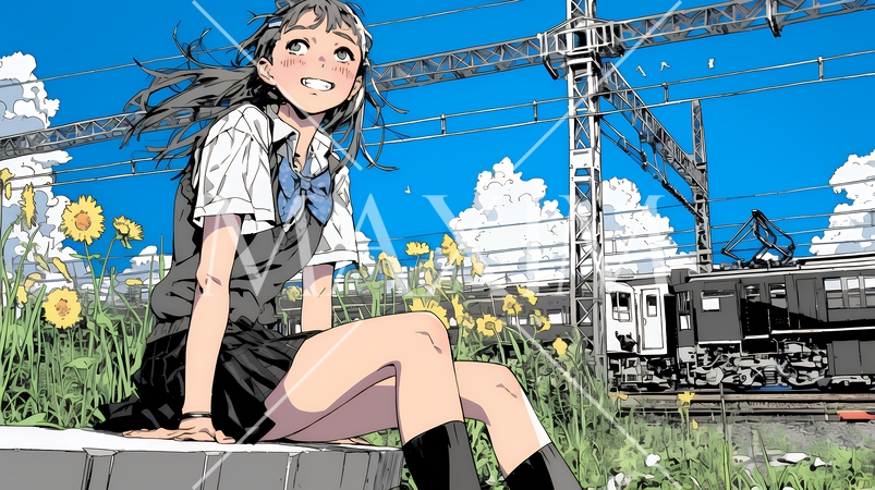 電車で通学している女子高生