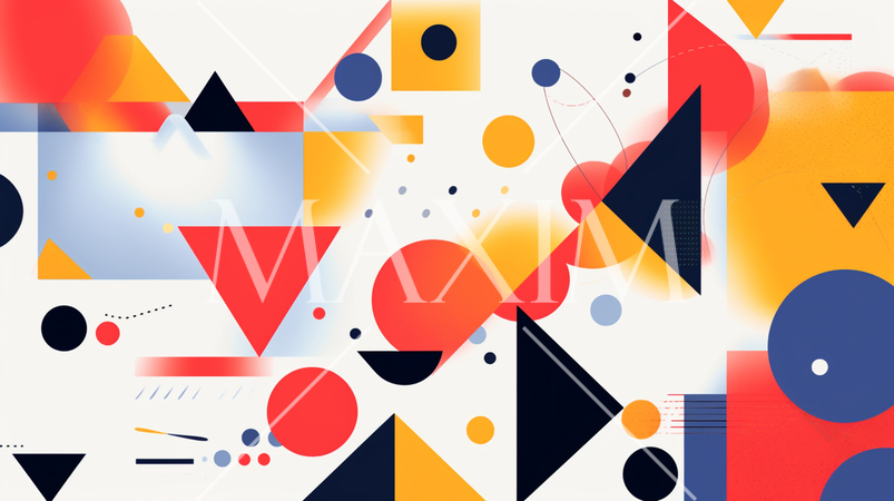 ジオメトリックデザインの背景：幾何学的な形状デザイン。鮮やかな色使いで活気とエネルギーを表現。