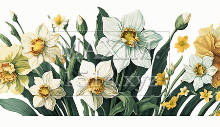 スイセンの花の水彩画（イラストID:3141390-18266）
