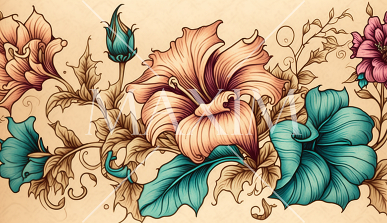 クラシカルな花柄背景イラスト