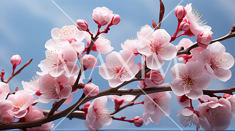 満開のサクラの幻想的な写実的表現