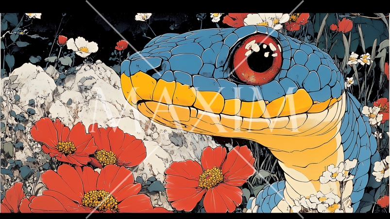 年賀状用のポップなヘビのイラスト