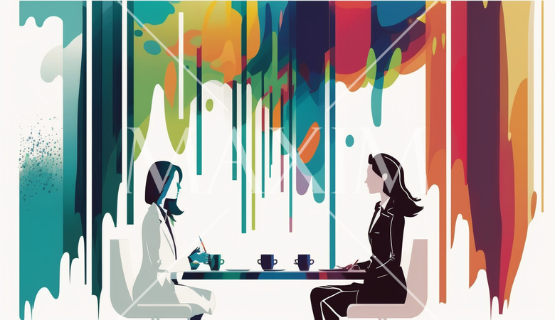 クライアントと商談中の女性：クライアントとのミーティング、顧客対応。