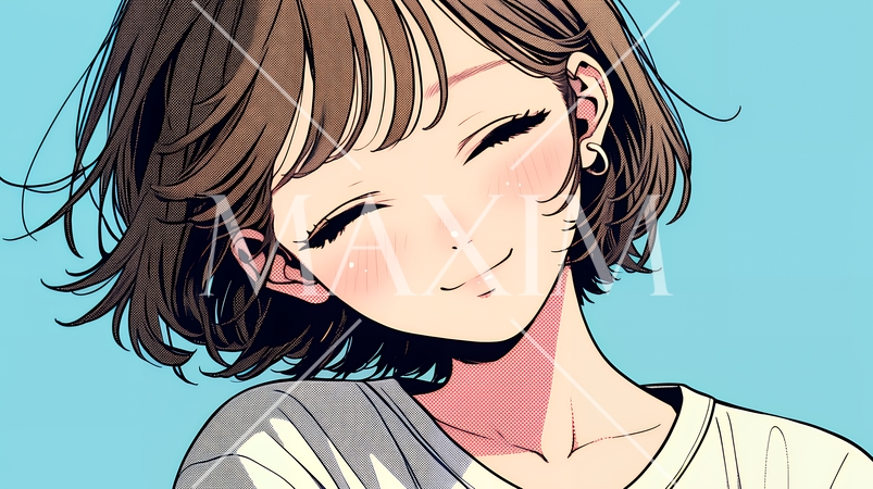 「うふふ」と微笑んでいる若い女性