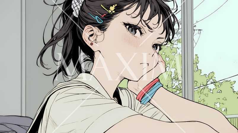 「ふん！」という表情でそっぽを向いている制服を着た女子高生