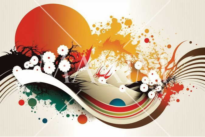 年賀状の図版：初日の出、梅、松、松竹梅