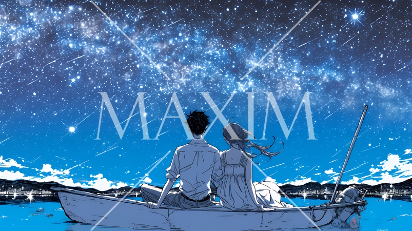 天の川を眺めている恋人たち