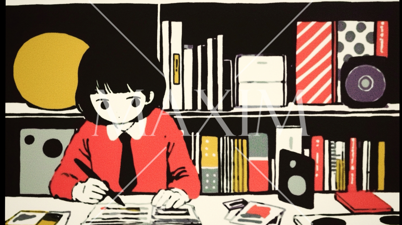 受験勉強中の女子学生