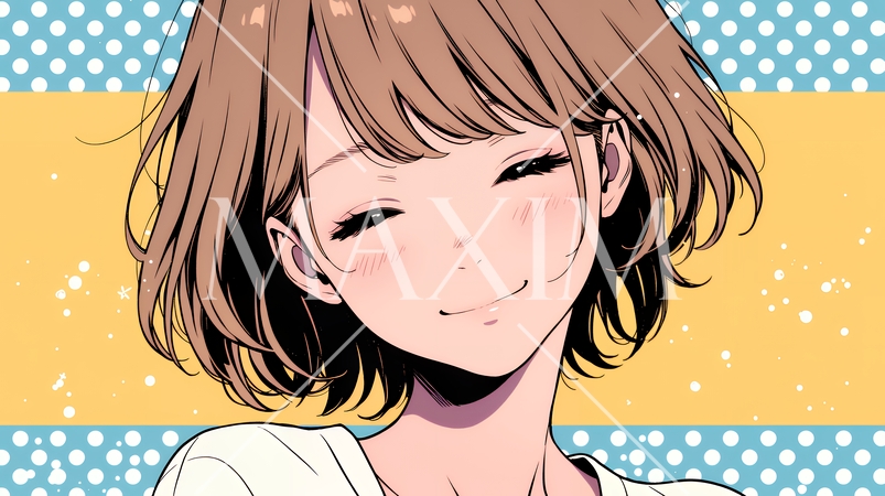 「うふふ」と微笑んでいる若い女性