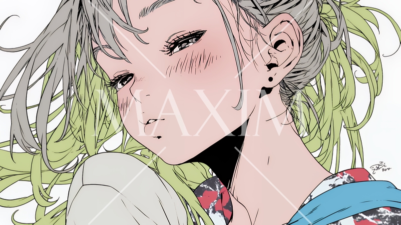 キスの仕草（おねだり）をしている若い女性