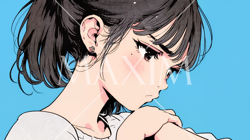 「ふん！」という表情でそっぽを向いている若い女性