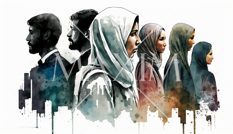 イスラムの性差別問題の水彩画：NHK朝ドラ「虎に翼」の意味も交える