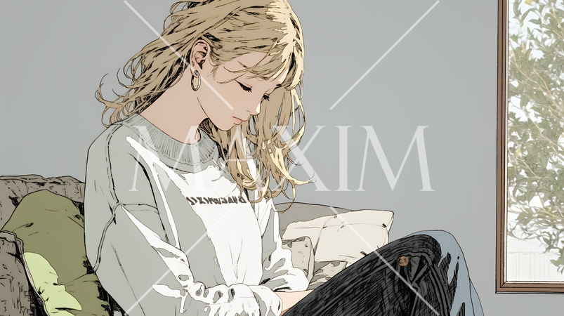 腹痛（生理痛）に苦しむ若い女性