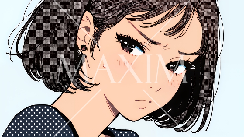 嫉妬の表情を浮かべる若い女性