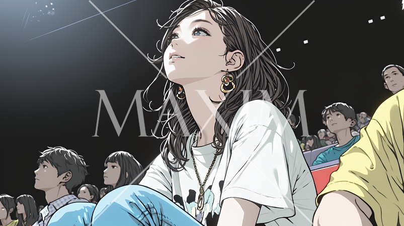 映画や演劇を鑑賞している若い女性