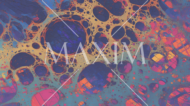 宇宙の泡：サイズが異なり重なり合う円形が深みとテクスチャを生み出し、芸術的または装飾的な目的に適す