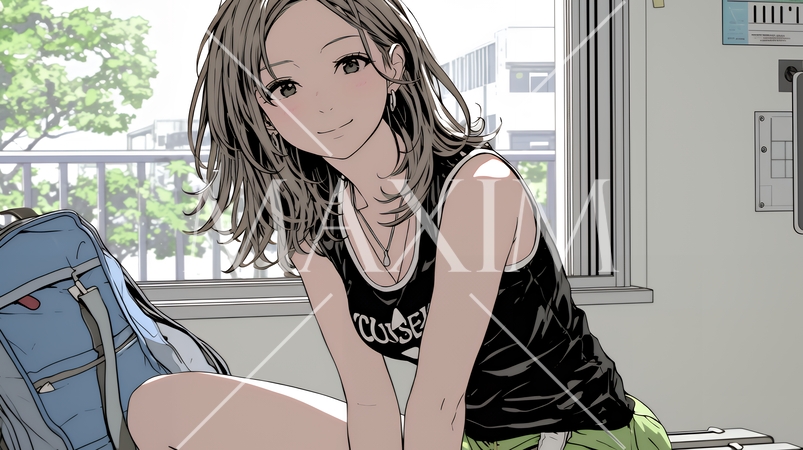 タンクトップを着た健康的な若い女性