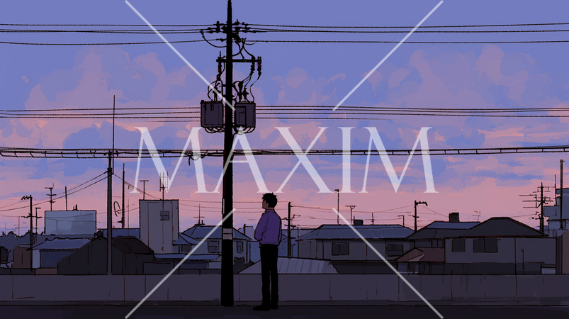 郊外の住宅地の夕暮れの風景