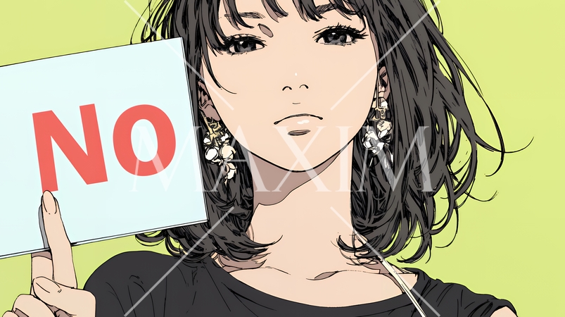 Noのレッドカードサインを出している女性